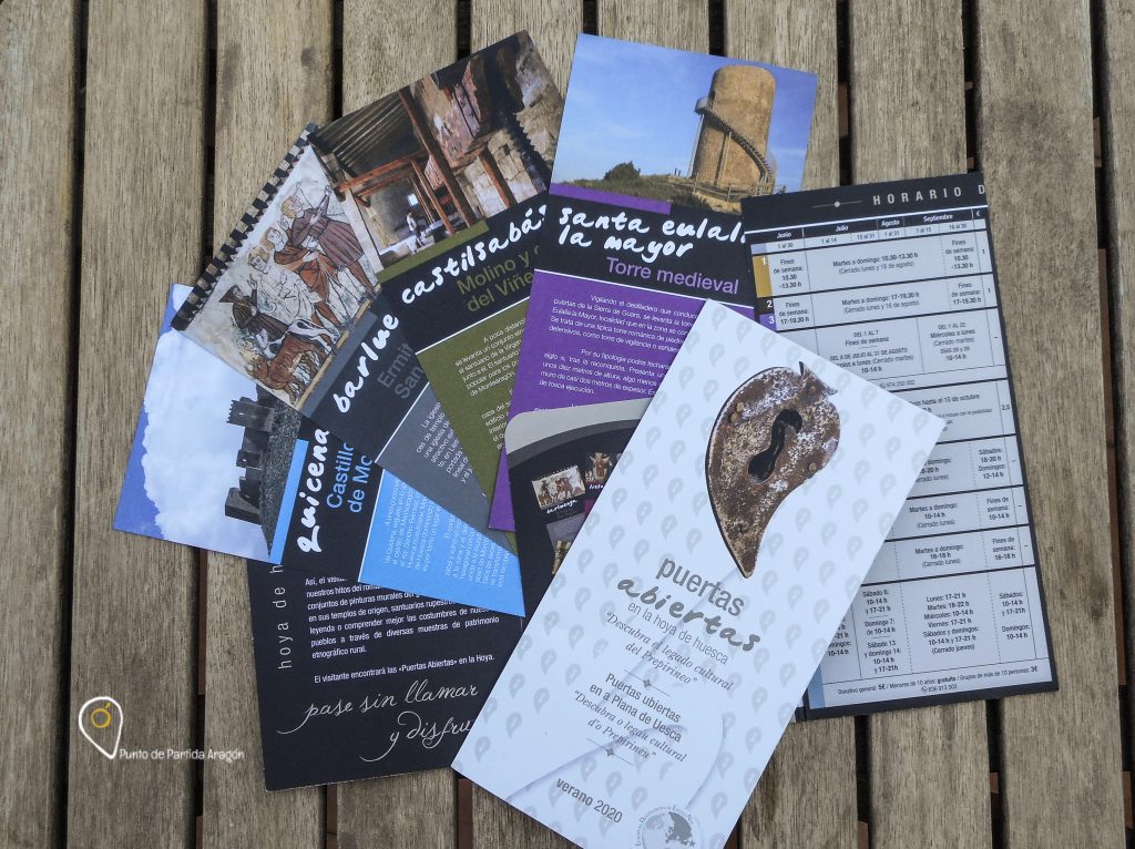 Tarjetas informativas de la iniciativa Puertas abiertas en la Hoya de Huesca